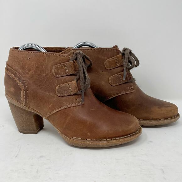 Clarks Carleta Lyon Brown Leather Ankle Boots Size 5.5 - Picture 5 of 10